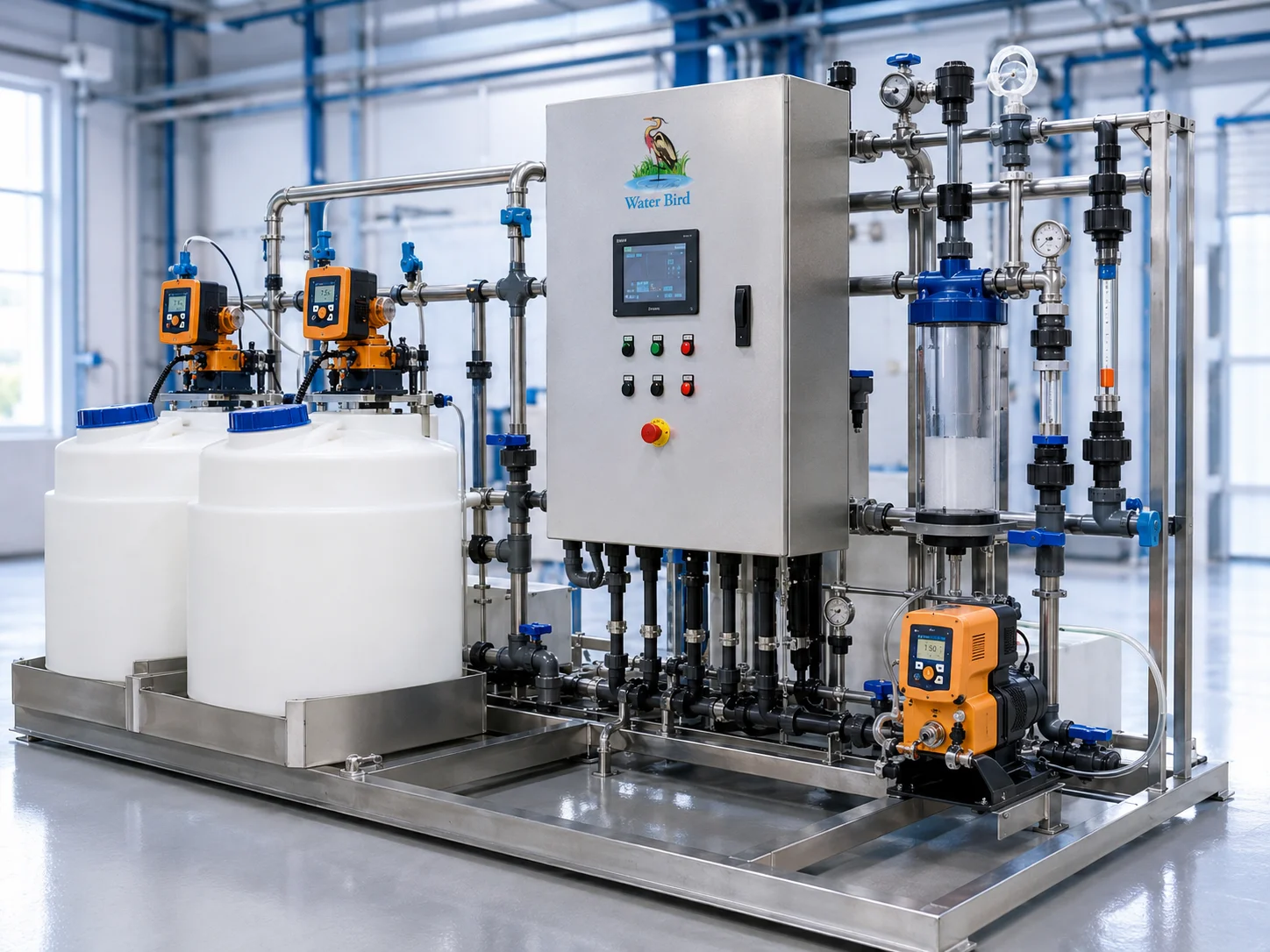 Potable water chemical dosing system for disinfection and pH control